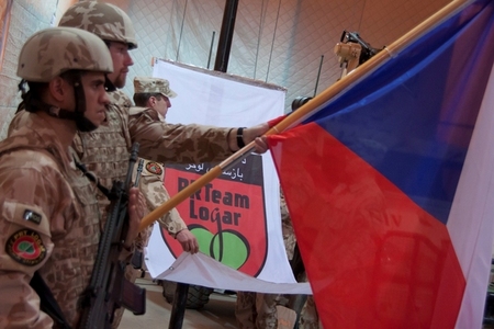 Czech and PRT Logar flags at the closing ceremony