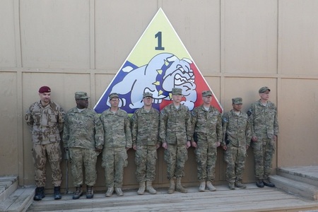 All soldiers ready to receive the award. Staff Sergeant Novotný on the left
