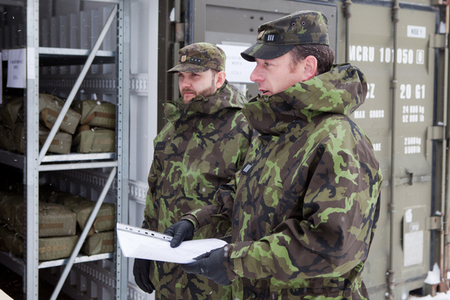 Chief of the logistics 1st Lieutenant Petr Mach and Warrant Officer Tomas Vachal during activation training