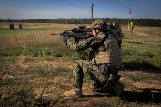 Besides engaging aerial targets, the service members also undergo common training such as firearms shooting.