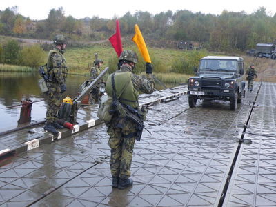Engineers in blasting and river crossing exercises