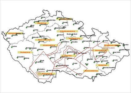 Areas of aircraft operation in the Czech Republic