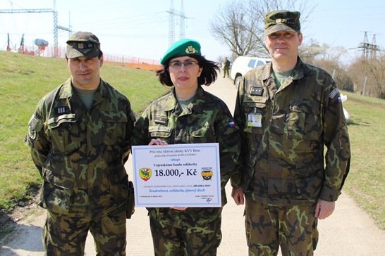 V roce 2018 příslušníci pěší roty při KVV Brno podpořili částkou 18 tisíc korun Vojenský fond solidarity.