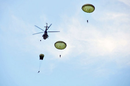 Leaving the helicopter at 400 metres