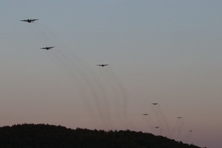 Tactical air drop from the US C-130 Hercules and C-17 Globemaster aircraft