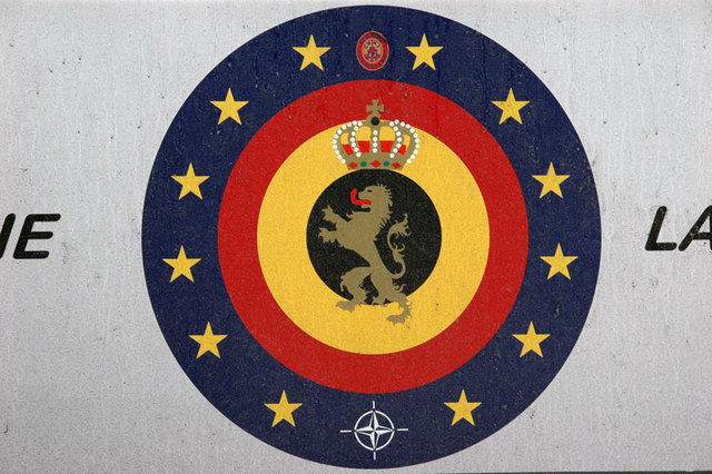 Znak belgických vojáků, kteří cvičí v Boleticích