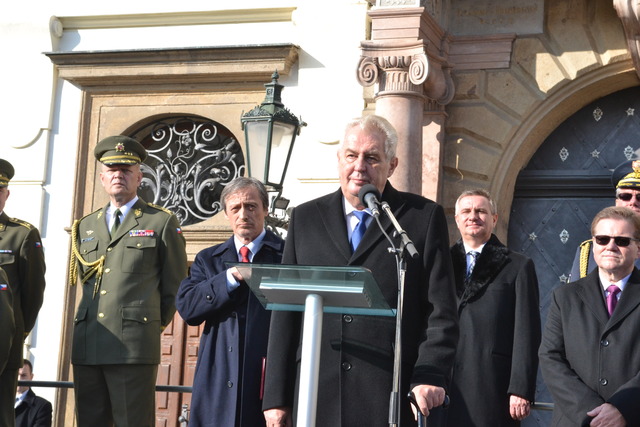 Prezident republiky Miloš Zeman při projevu k novým vojákům AČR