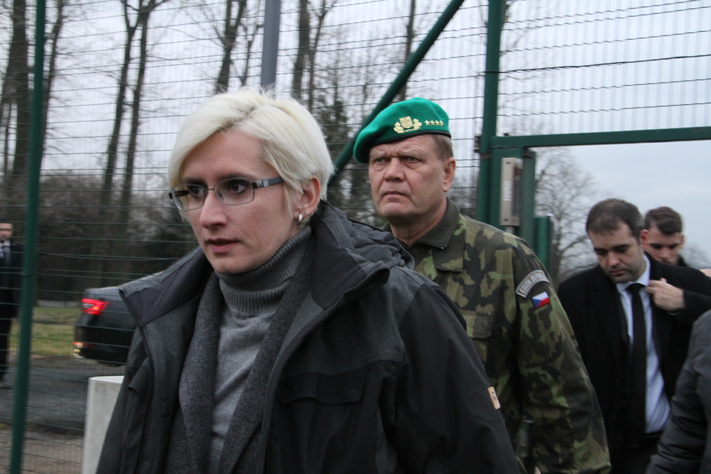 Minister Slechtova and General Becvar entering the base operations centre