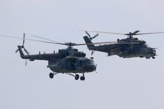 Vrtulníky Mi-171 a Mi-24 z 22. základny vrtulníkového letectva Náměšť nad Oslavou

