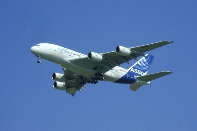 Dopravní letoun Airbus A380 na Airshow v Payerne
