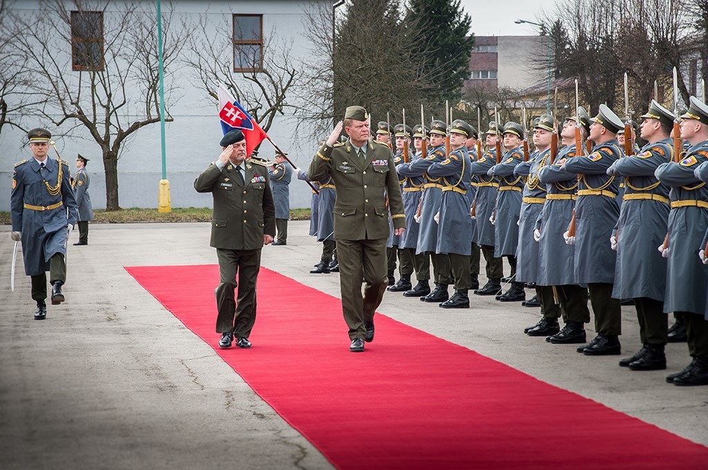 Před společným jednáním se uskutečnilo oficiální přivítání s vojenskými poctami