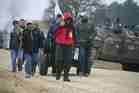 The extras imitating exodus of refugees