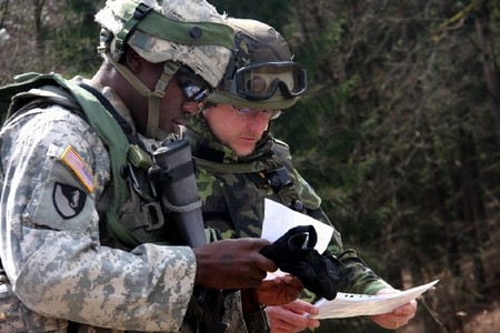 An American simulates one of civilian experts