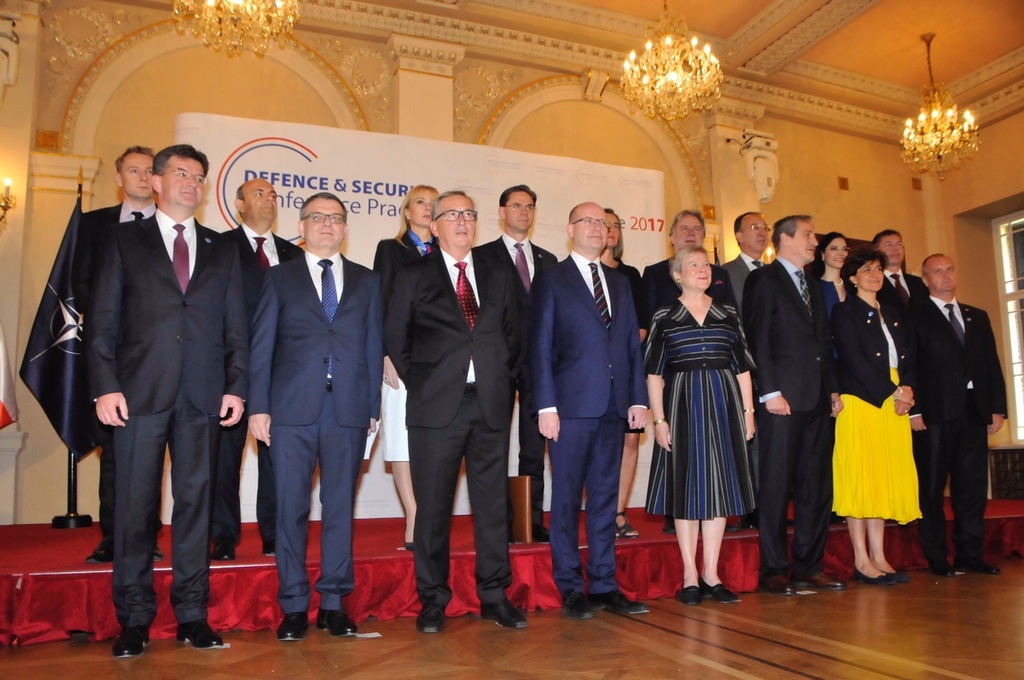 European politicians at the conference with Czech Prime Minister Bohuslav Sobotka (middle front row)