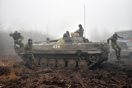 Soldiers in training before deployment to Latvia for allied exercises