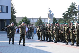 Generálmajor Alan spolu s brigádním generálem Hasalou vykonávají přehlídku jednotek
