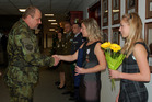 General Jan Gurnik, Czech Land Forces Commander congratulates to Jana Hierschova and her daughter Barbora