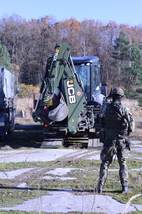 Přípravná fáze před zahájením ženijních prací (JCB 4CX)