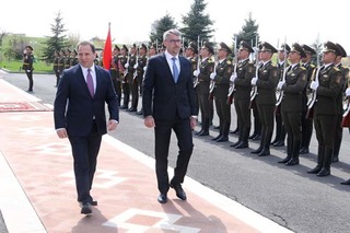 Welcome ceremony in front of the Ministry of Defence in Yerevan