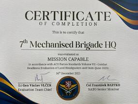 Certificate of completion - Mission capable