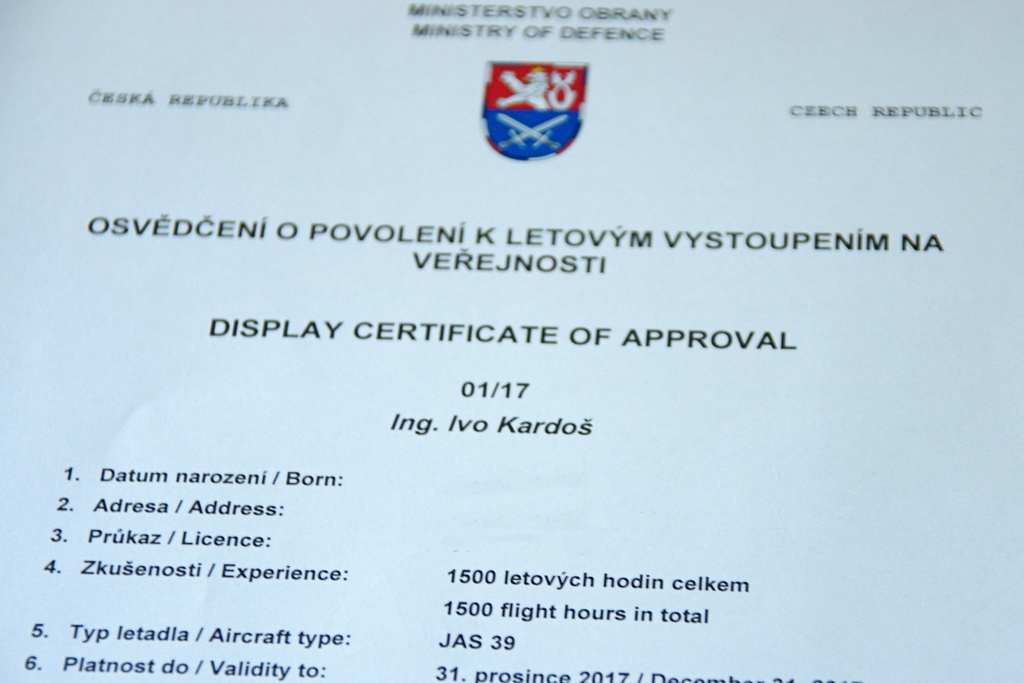 Certifikát pro kapitána Kardoše