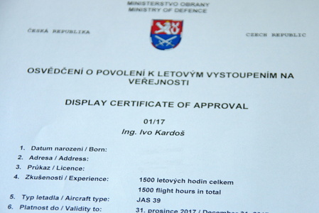 Certifikát pro kapitána Kardoše