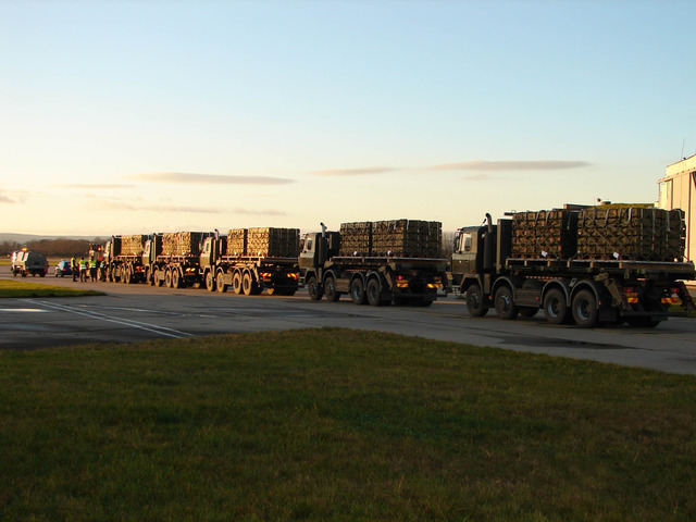 Convoy transporting the ammunition to Pardubice Airport