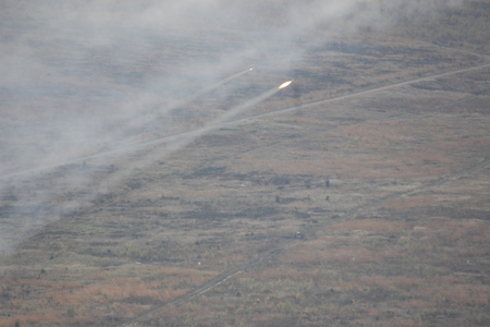 Rockets fly to the target area