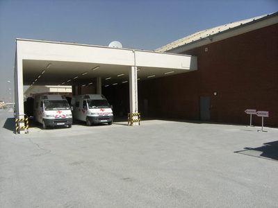 Ambulance cars at the hospital