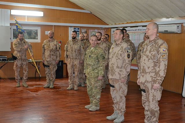 At the beginning of the change-of-command ceremony