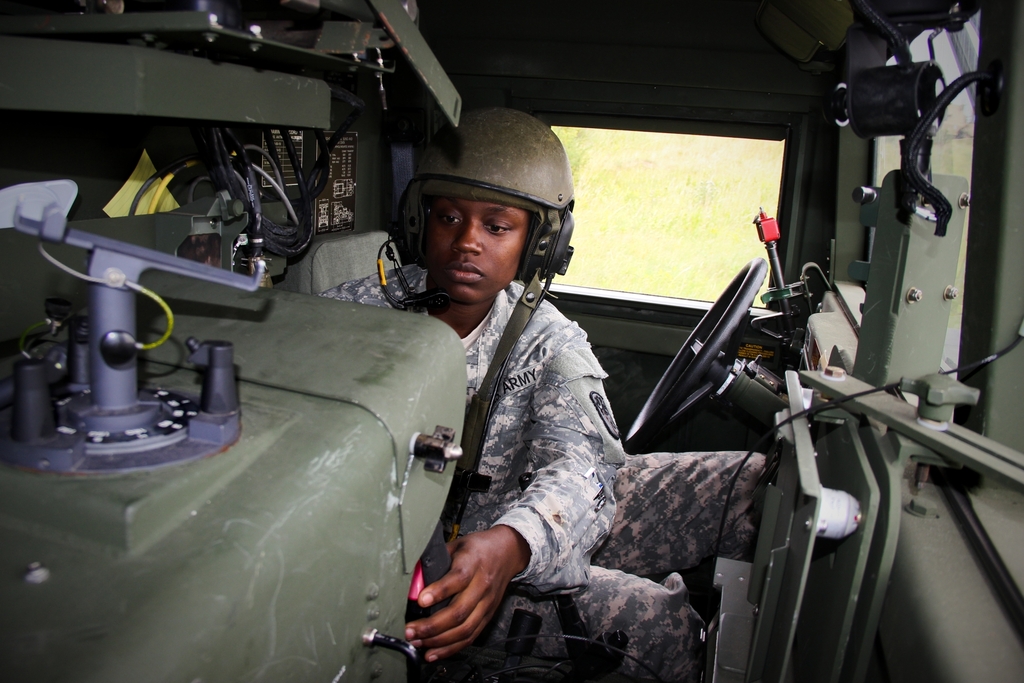 An operator checking the AVENGER systems