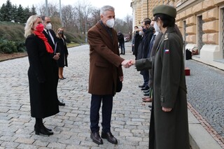 Minister Černochová introducing the members of the Czech delegation to the Latvian Defence Minister