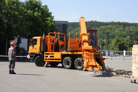 Engineers demonstrate their equipment