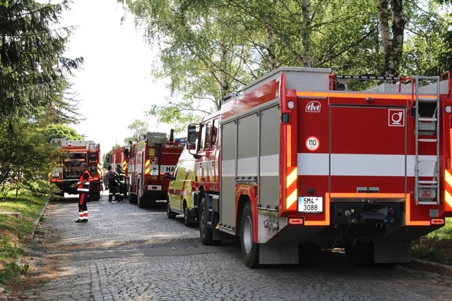 The Integrated Rescue System vehicles on their way to the barracks at Lipnik nad Becvou