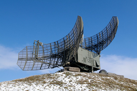Surveillance radar P-37 on a ramp at a combat position of the 5th Radiotechnical Company at Trebotovice