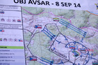 plán útoku na osadu Avsar při cvičení Saber Junction 2014