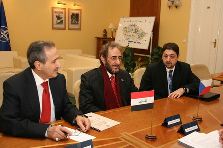 Iraqi delegation: Centre: Defence Minister Sadoon Al-Dulaimi