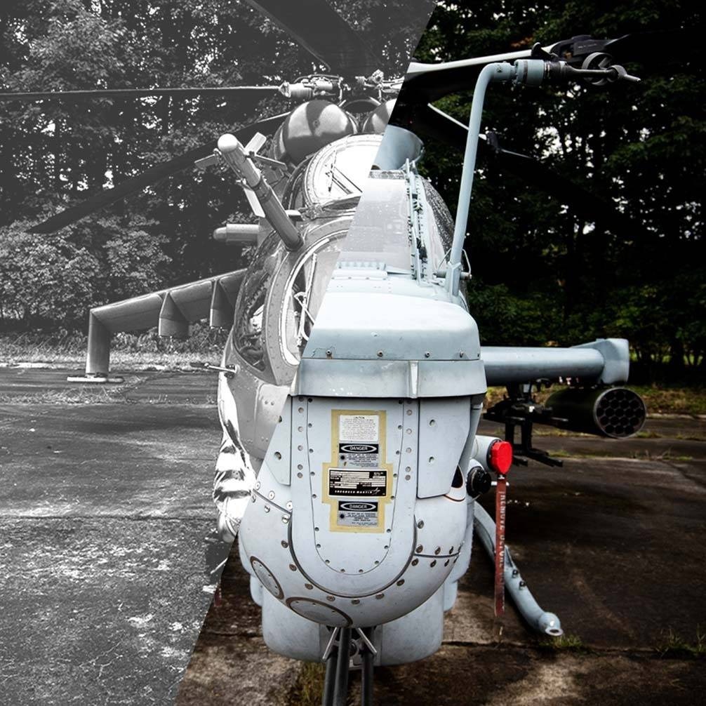 Koláž vrtulníků Mi-24 a AH-1Z Viper