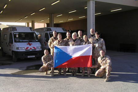 Czech team in front of the hospital