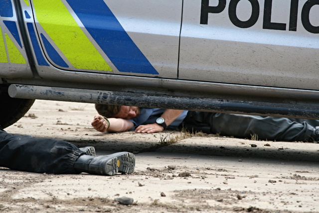 Fingované zranění policisty v rámci ukázky
