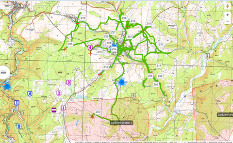Řídící štáb soutěže  má díky zařízení GPS TRACKER neustálý přehled o poloze hlídek.