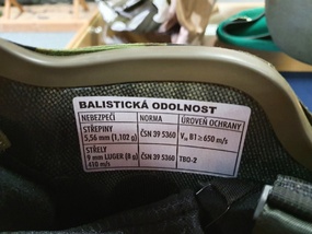 Štítek balistické odolnosti