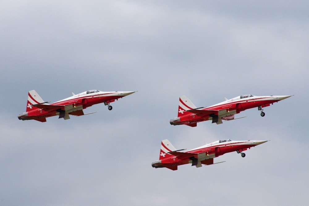 Patrouille Suisse military acrobatic group flying its F-5E Tiger II fighters