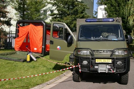 Ambulance vehicle of a mobile biological team in a field version