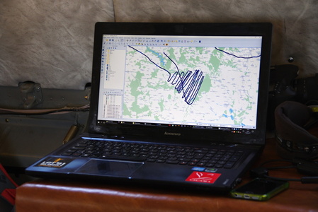 Ukázka trasy letu zaznamenaná pomocí GPS