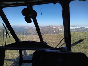 Výhled z kabiny vrtulníku Mi-171Š