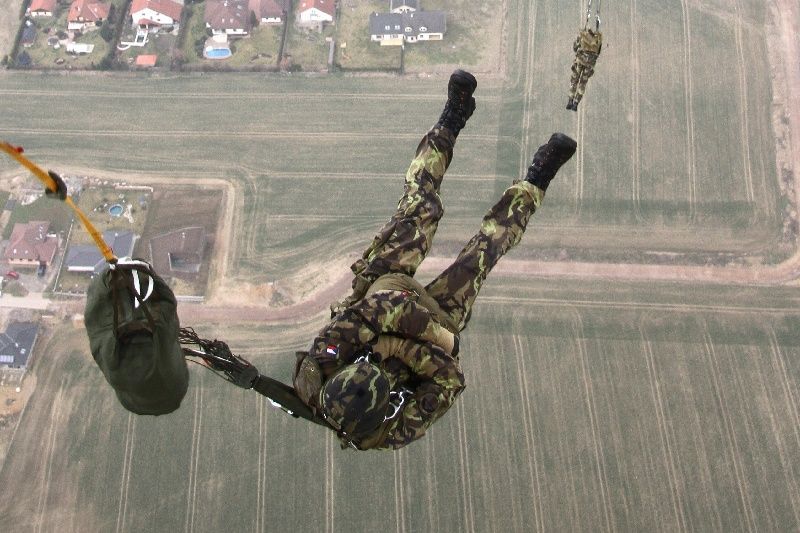 Výsadkáři při seskoku z letounu CASA (ilustrační foto)

